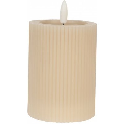 Clayre & Eef Béžová válcová svíčka s vroubkováním Led Candle - Ø 8*13 cm / 2*AA – Hledejceny.cz