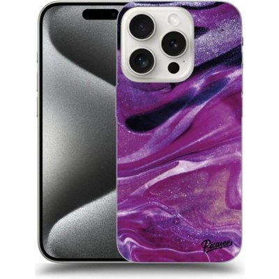 Pouzdro Picasee silikonové Apple iPhone 15 Pro - Purple glitter černé