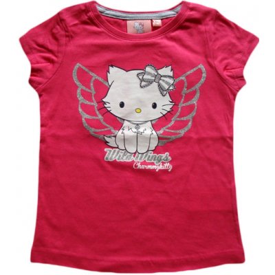 Hello Kitty krásné originální dětské tričko pro holky tmavo-růžové