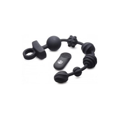 Master Series 10X Dark Rattler Vibrating Silicone Anal Beads With Remote - vibrační silikonové korálky – Zboží Mobilmania