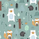 Látka hladké minky s potiskem petrol forest tmavá máta – Zboží Mobilmania