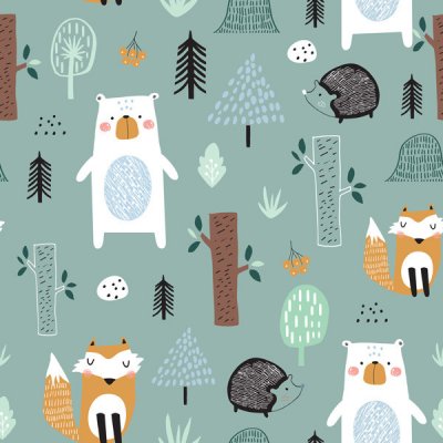 Látka hladké minky s potiskem petrol forest tmavá máta – Zboží Mobilmania