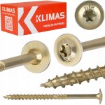 Konstrukční vrut do dřeva KLIMAS 10x280 TORX talířová hlava TX40 žlutý Zn (25 ks v balení)