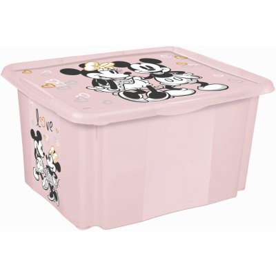 OKT Plastový box Minnie 45 l světle růžový s víkem 55,5 x 40 x 30 cm