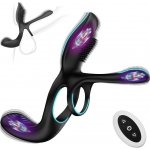 SuperLove Vibrating 3in1 Cock Ring for Couples with Remote Black – Zboží Dáma