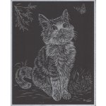 SMT Creatoys Vyškrabovací obrázek stříbrný 20x25 cm Kočka – Zboží Dáma