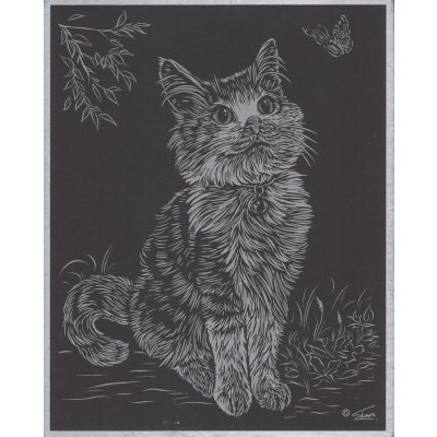SMT Creatoys Vyškrabovací obrázek stříbrný 20x25 cm Kočka – Zboží Dáma