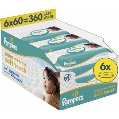 Pampers Aqua Soft Touch čistící ubrousky 6 x 60 ks – Hledejceny.cz