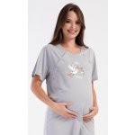 Dámská noční košile mateřská Čáp s miminkem šedá – Zboží Dáma
