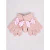 Dětské rukavice Dívčí pětiprsté rukavice Yoclub s mašlí RED-0070G-AA50-007 Pink
