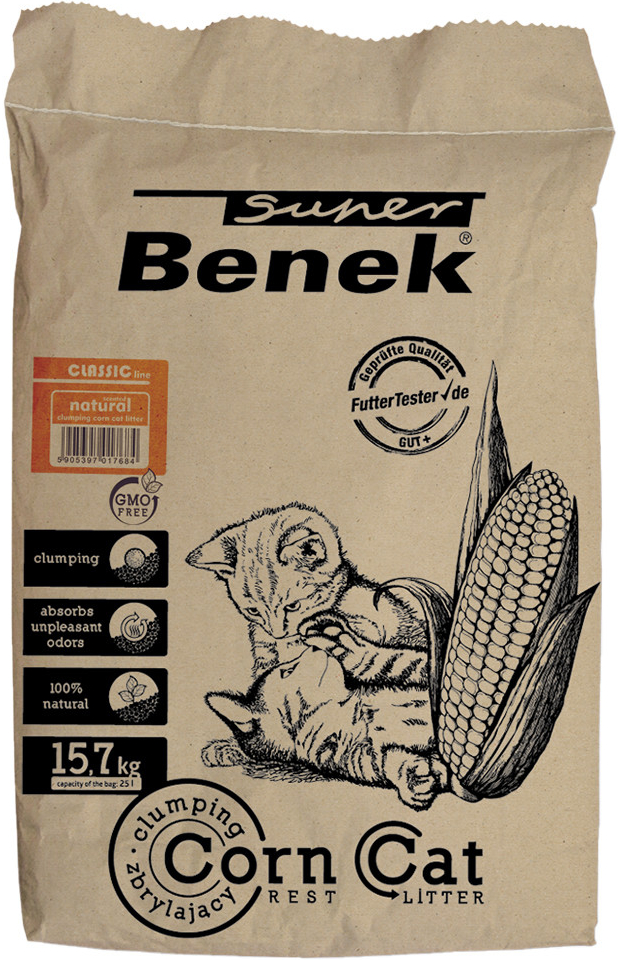 Benek Super Corn Cat Natural 25 l 15,7 kg