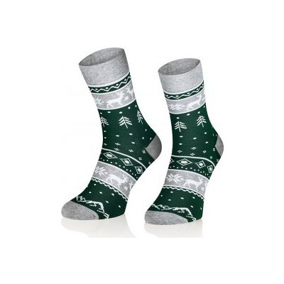 Dobré ponožky s norským vzorem Tmavozelená