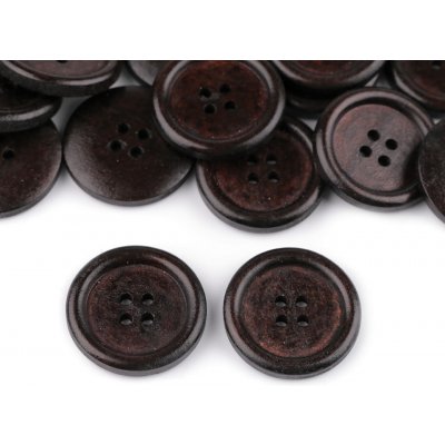 Knoflík dřevěný tm. hnědá 24mm – Sleviste.cz