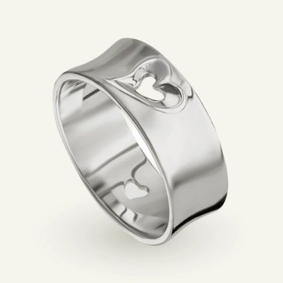 SilveAmo Stříbrný prsten Široký se srdíčkem K22042 16 5