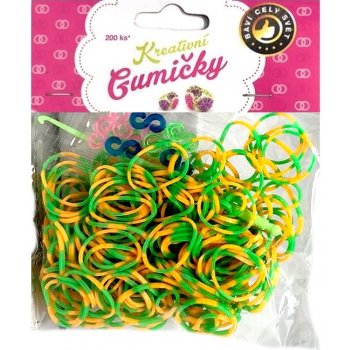 Loom Bands pletací gumičky pruhované zelenožluté 2 200ks + háč