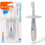 Babyono silikonový zubní kartáček se zarážkou 12+ šedá soft – Sleviste.cz