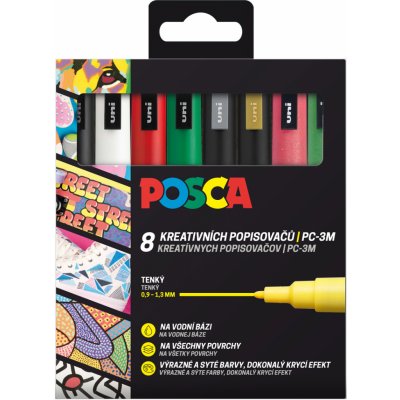 Uni Posca PC-3M sada 8ks vánoční tóny – Zboží Mobilmania
