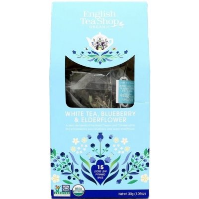 English Tea Shop BIO čaj WHITE TEA BLUEBERRY ELDERFLOWER 15 pyramidek – Zboží Mobilmania