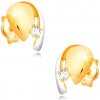 Náušnice Šperky eshop diamantové zlaté dvoubarevná kapka se zářivým briliantem BT501.33