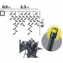 EMOS Vánoční LED řetěz rýže krápníky 120xLED 2,3x0,7+0,5 metru IP44 teplá bílá časovač 3xAA ZY2059