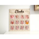 Dřevěná deska "Můj první rok" se jménem a rámečky na fotografie s motivem větviček | D-decor – Sleviste.cz