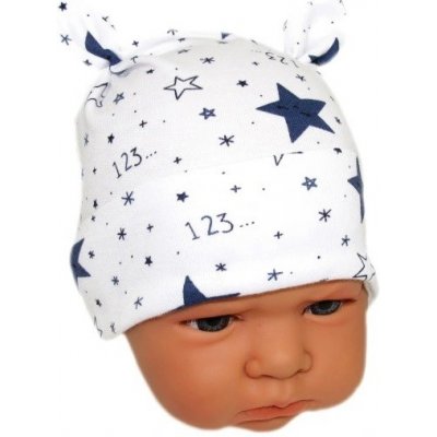 Chlapecká kojenecká čepička hvězdy modré