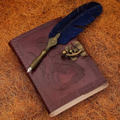 Kožený deník „Mořská panna“ s ražbou a kovovou přezkou – Zboží Dáma