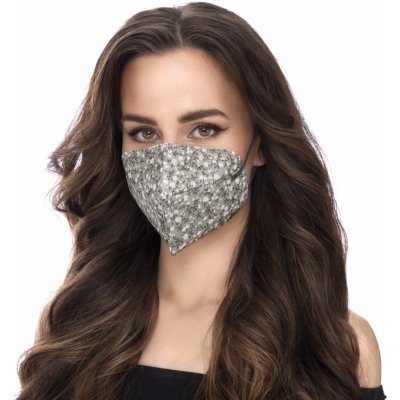 Balerina Zdravotnický Český nanorespirátor FFP2 Grey flowers – Zboží Dáma