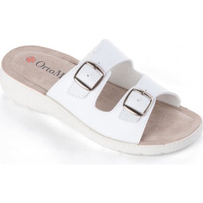 Dámské pantofle na klínku se 2 přezkami bílé – Hledejceny.cz