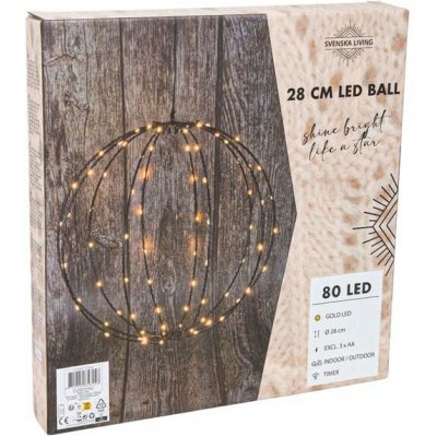 UTC Vánoční dekorace s časovačem 80LED černá koule 28cm – Hledejceny.cz