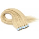 40cm tape hair pravé lidské vlasy nejsvětlejší blond – Zboží Dáma