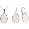 Swarovski Elements Pear stříbrná sada set souprava náušnice a přívěsek s řetízkem bílá slzička kapka 39029.1 White Opal bílá mléčná vintage