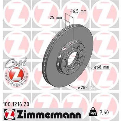 ZIMMERMANN Brzdový kotouč 100.1216.20 – Hledejceny.cz