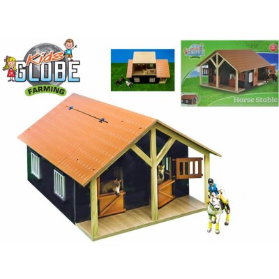 Kids globe Stáj pro koně se 2 boxy DŘEVĚNÁ 1:24 – Zboží Mobilmania