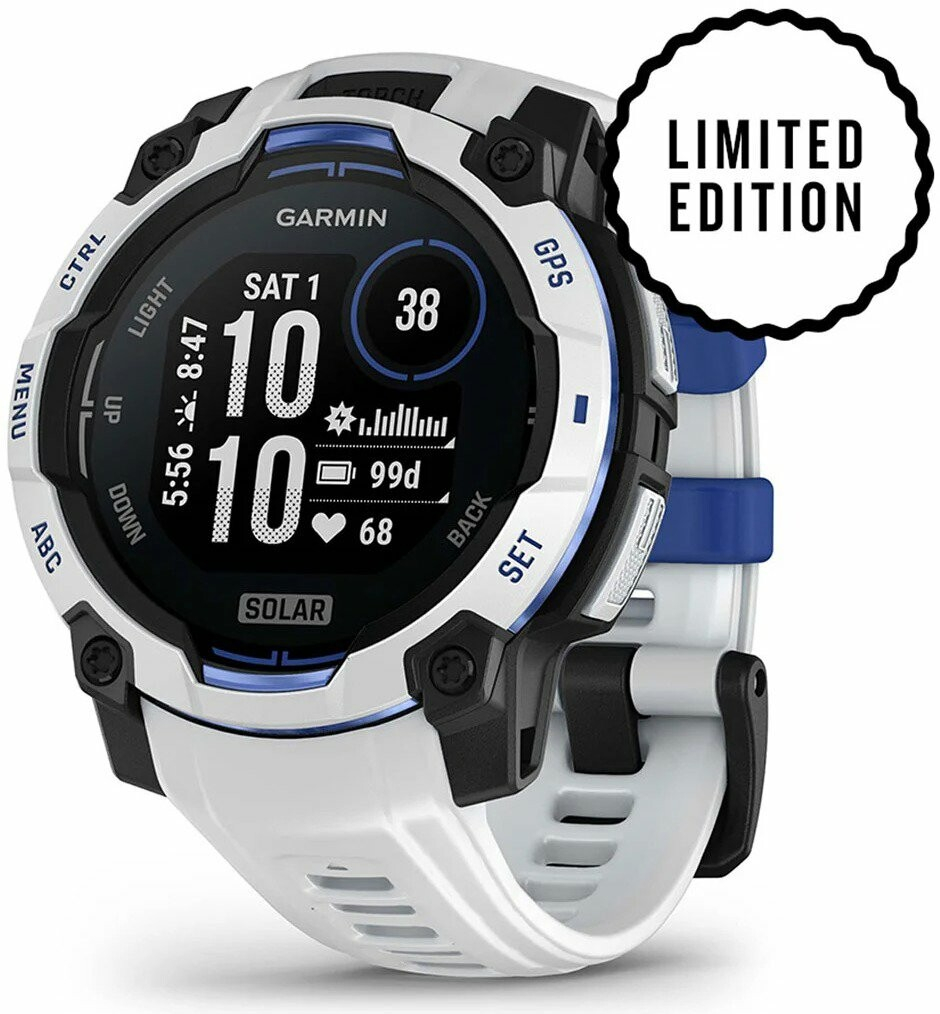 Garmin Instinct 3 45mm Solar Whitestone Bolt Blue 010-02934-03