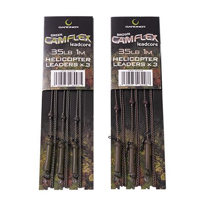 Gardner Montáž Camflex Helicopter Leadcore Leaders 1 m 3 ks 35 lb Brown – Zboží Dáma
