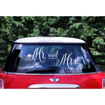Nálepky na auto "Mr. and Mrs."