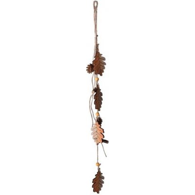 Závěs dřevo 50x80mm listy, přírodní, hnědá, oranžová – Hledejceny.cz