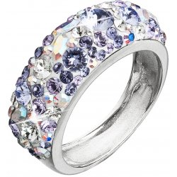 Evolution Group CZ Stříbrný prsten s krystaly Swarovski fialový 35031.3 violet