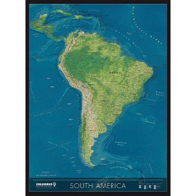 Columbus Jižní Amerika - nástěnná mapa zeměpisná / politická 115 x 85 cm Varianta: bez rámu v tubusu, Provedení: laminovaná mapa v lištách