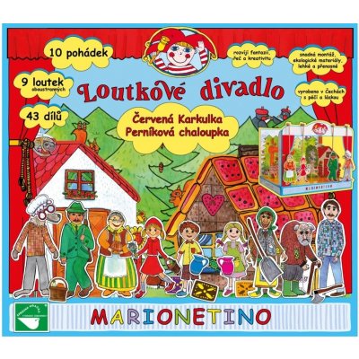 MARIONETINO Loutkové divadlo Červená Karkulka a Perníková chaloupka s více než 10 pohádkami – Zboží Dáma