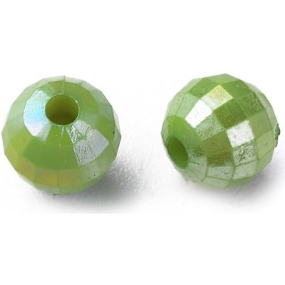 Akrylové korálky broušené - AB efekt - zelené - ∅ 6 mm - 10 ks – Zboží Mobilmania