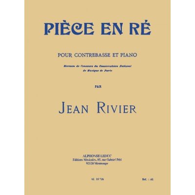 Piece En Re Contrebasse Et Piano pro kontrabas a klavr 600048