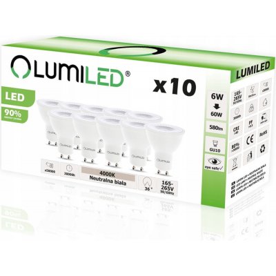 Lumiled 10x LED GU10 6W = 60W 4000K 36D