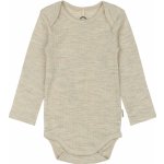 Dětské body dlouhý rukáv z merino vlny hnědé Melange Offwhite Mikk Line – Zboží Dáma