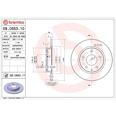 Brzdový kotouč BREMBO 08.C653.11 – Hledejceny.cz