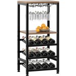 Houseland Wine Stojan na víno s držákem na skleničky hnědý/černý – Sleviste.cz