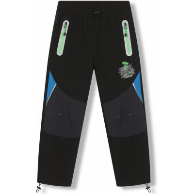 Kugo Chlapecké softshellové kalhoty HK7585 černá / zelené zipy – Zboží Mobilmania