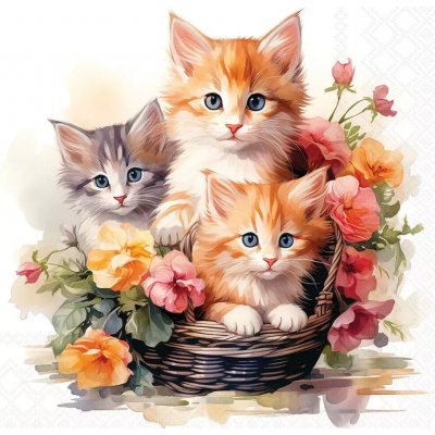 Ambiente Europe BV Ubrousek 33x33cm Koťata v košíku – Zboží Mobilmania