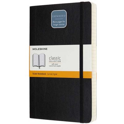 Moleskine Zápisník Expanded A5 měkké desky linkovaný, černý 200 listů – Zboží Živě